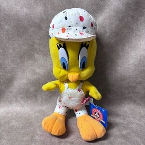 Vintage 1998 Painter Tweety Bird Plush - Looney Tunes Ace Play by Play